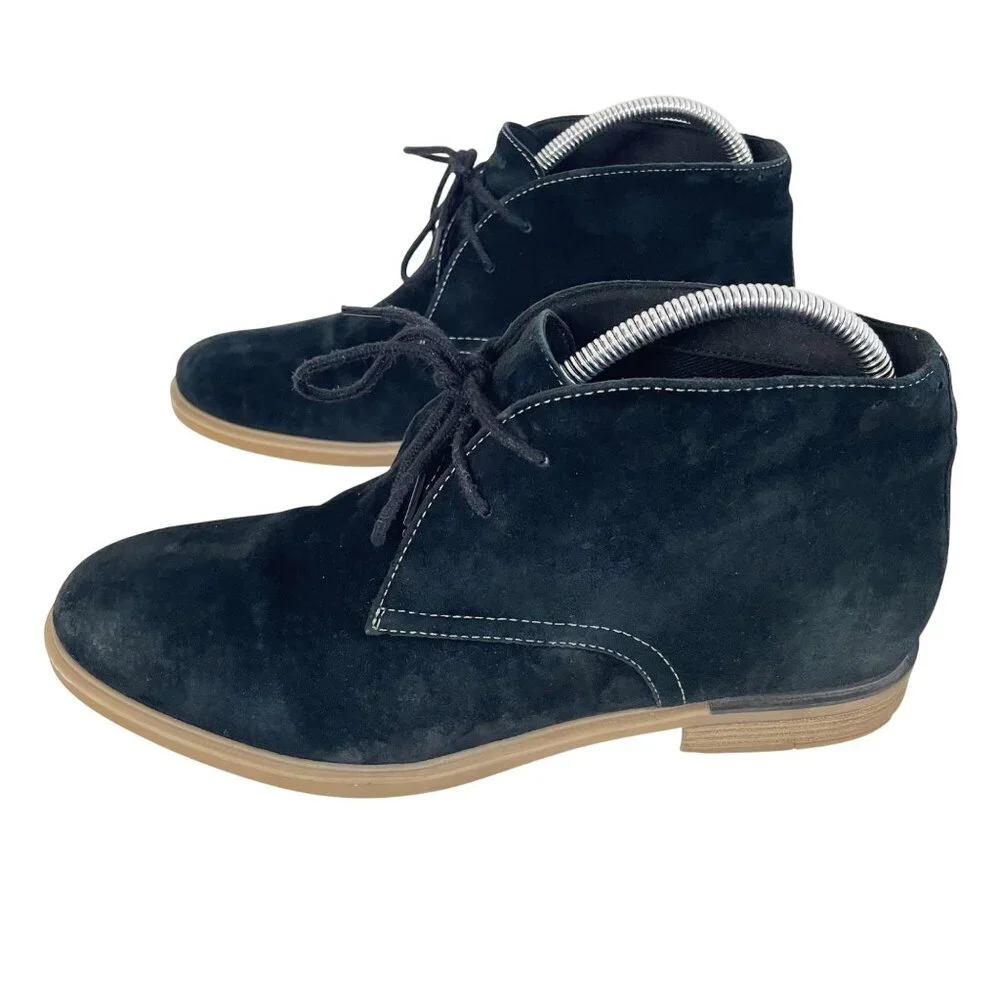 Hush Puppies Bailey Women's Chukka Ankle Boots Black Suede Size 11 Lace Up